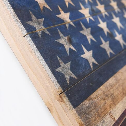Empire Art Direct American Flag Digital Print on Solid Wood Wall Art, 16 in x 24 in x 1.5 in, Red, Blue, Natural in Saudi Arabia