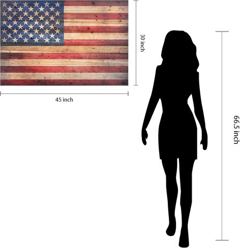 Empire Art Direct American Flag Digital Print on Solid Wood Wall Art, 16 in x 24 in x 1.5 in, Red, Blue, Natural in Saudi Arabia