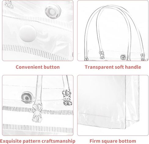Odseciran Clear Plastic Gift Bags with Handle, 100 Pcs Transparent Reusable Tote Bags Small Gift Wrap Goodie Bags for Party Wedding Birthday Boutique Shopping Baby Shower (5.1 x 5.9 x 2.7 Inch) in Saudi Arabia
