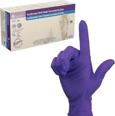 Dynarex True Advantage Nitrile Exam Gloves, Chemo Approved, Powder-Free & Latex-Free, Comfortable Fit with Best Protection, Purple, 1 Box of 100 Gloves (Medium) in Saudi Arabia