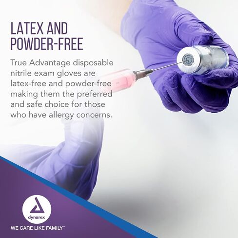 Dynarex True Advantage Nitrile Exam Gloves, Chemo Approved, Powder-Free & Latex-Free, Comfortable Fit with Best Protection, Purple, 1 Box of 100 Gloves (Medium) in Saudi Arabia