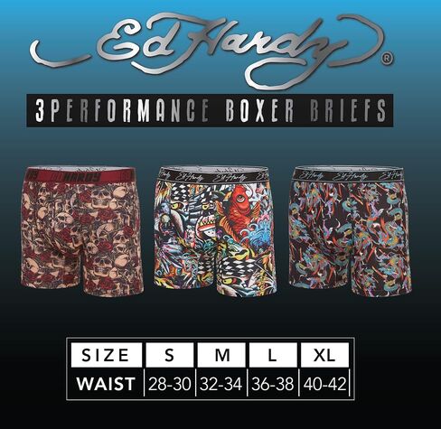 ED HARDY Men's Athletic Underwear 3, 4, or 5 Pack Moisture Wicking Performance Boxer Briefs for Men in Kuwait