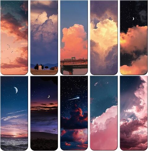 10 Pieces Magnetic Bookmarks Sunset Cloud Metal Magnet Page Markers Sky Aurora Assorted Book Markers Set Magnetic Page Clip for Women Girl School Office Reading in Saudi Arabia