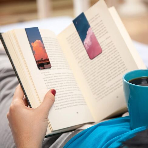 10 Pieces Magnetic Bookmarks Sunset Cloud Metal Magnet Page Markers Sky Aurora Assorted Book Markers Set Magnetic Page Clip for Women Girl School Office Reading in Saudi Arabia