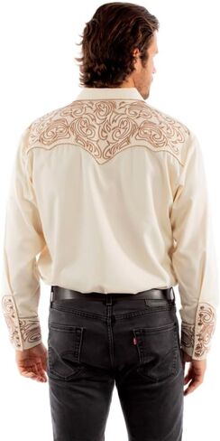 Scully Men's Embroidered Scroll Long Sleeve Western Shirt - P-852 Blk in Kuwait