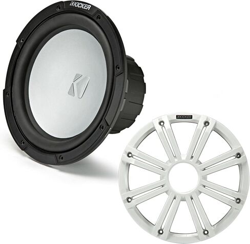 مضخم صوت KICKER 45KMF104 مقاس 10 بوصات مقاوم للطقس لتطبيقات Freeair 4 أوم 45KMG10W شبكة LED مقاس 10 بوصات (أبيض) in Saudi Arabia