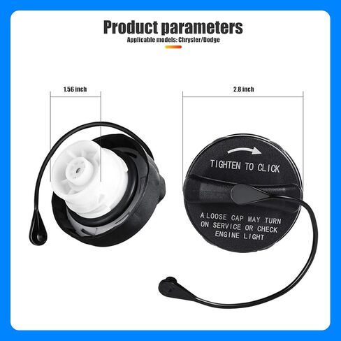 Pack-1 غطاء غاز وقود السيارة، غطاء حشو خزان الوقود، لغطاء خزان الوقود كرايسلر دودج، 52030377AB 5278632AG جزء استبدال غطاء خزان الوقود (أسود) in Kuwait