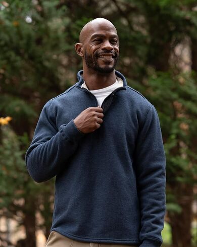 The American Outdoorsman Sherpa Lined Waffle Quarter Zip Mock Neck Long Sleeve Pullover for Men - Ideal for Outdoor Adventure in Kuwait