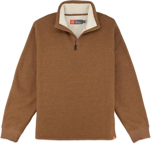 The American Outdoorsman Sherpa Lined Waffle Quarter Zip Mock Neck Long Sleeve Pullover for Men - Ideal for Outdoor Adventure in Kuwait