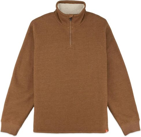 The American Outdoorsman Sherpa Lined Waffle Quarter Zip Mock Neck Long Sleeve Pullover for Men - Ideal for Outdoor Adventure in Kuwait