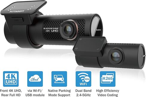BlackVue DR900X-2CH مع بطاقة microSD سعة 32 جيجابايت + CM100 LTE | 4K كلاود داشكام | وحدة 4G LTE خارجية | الاتصال السحابي in Kuwait
