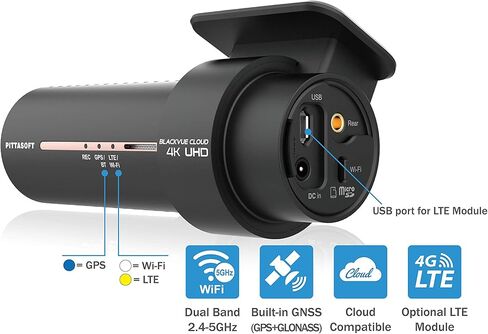 BlackVue DR900X-2CH مع بطاقة microSD سعة 32 جيجابايت + CM100 LTE | 4K كلاود داشكام | وحدة 4G LTE خارجية | الاتصال السحابي in Kuwait