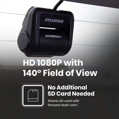 SYLVANIA Roadsight Rear Dash Camera - 140 Degree Wide Angle, HD 1080p, Adhesive Mount, Works with Roadsight Pro and Stealth, Rear Camera, Interior Camera, Car, Taxi, Truck in Saudi Arabia