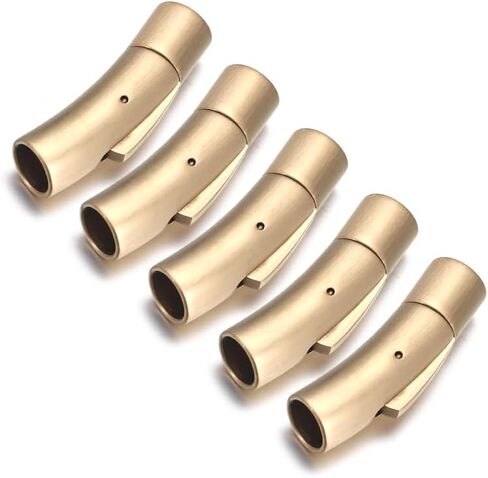 5 Sets Stainless Steel Bayonet Clasps Leather Cord End Clasp Integral Clasp for Bracelet Necklace Jewelry Making (Hole Size Fit 6mm, Grid Black) in Saudi Arabia