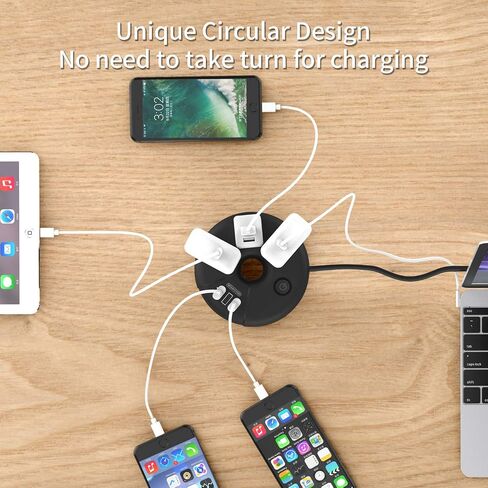 NTONPOWER Flat Extension Cord 3Feet, Travel Extension Cord with 3 USB Ports, Black Power Strip Flat Plug, On/Off Switch, Flat Outlet Extender for Home, Dorm, Hotel, Cruise Ship Essentials in Saudi Arabia