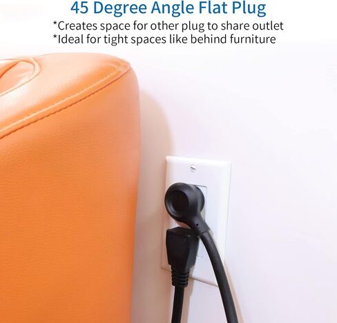 NTONPOWER Flat Extension Cord 3Feet, Travel Extension Cord with 3 USB Ports, Black Power Strip Flat Plug, On/Off Switch, Flat Outlet Extender for Home, Dorm, Hotel, Cruise Ship Essentials in Saudi Arabia