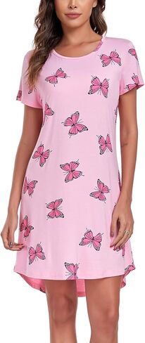 قميص نوم نسائي من EISHOPEER قميص نوم لطيف بأكمام قصيرة وقميص نوم للمراهقين، مقاس متوسط ​​على شكل فراشة in Kuwait