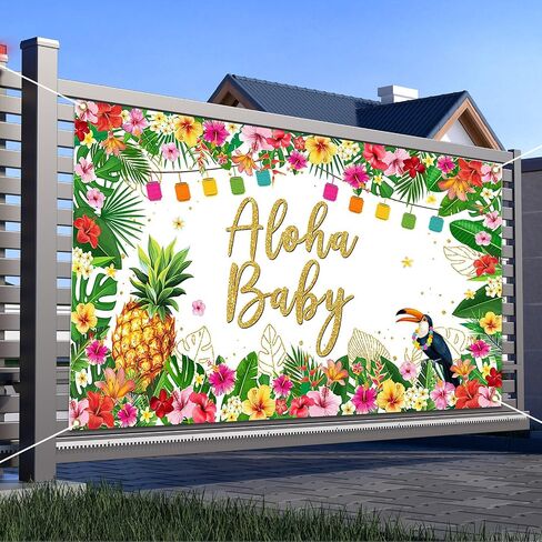 Avezano Aloha Baby Shower خلفية الصيف هاواي استحمام الطفل زينة الحفلات راية Aloha Baby Tropical Luau Baby Shower Party Supplies 70.8 x 43.3 بوصة in Saudi Arabia