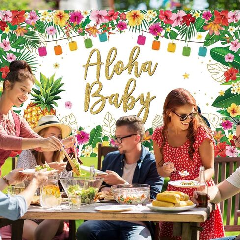 Avezano Aloha Baby Shower خلفية الصيف هاواي استحمام الطفل زينة الحفلات راية Aloha Baby Tropical Luau Baby Shower Party Supplies 70.8 x 43.3 بوصة in Saudi Arabia