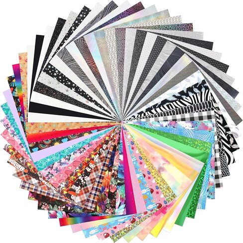 Pattern HTV Heat Transfer Vinyl: KINGSOW 25 Pack Random Styles Iron on Vinyl Holographic HTV 12x10 Inch Bundle Sheets for Cricut in Kuwait