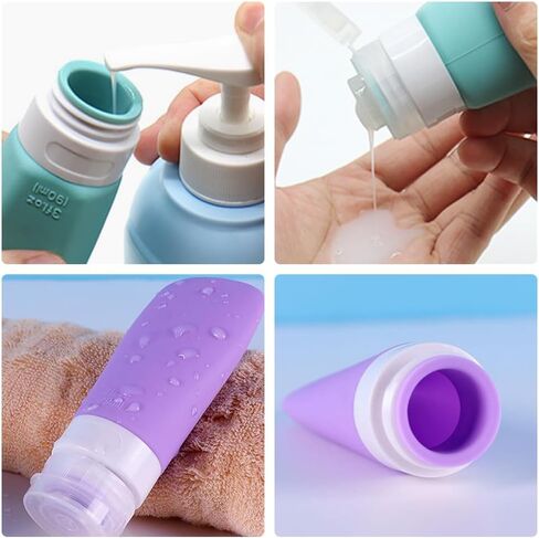 4 قطع من زجاجات تزيين السلطة، زجاجة صلصة من السيليكون للسفر سعة 60 مل/90 مل، زجاجة حاوية صلصة صغيرة مع فرشاة تنظيف in Kuwait