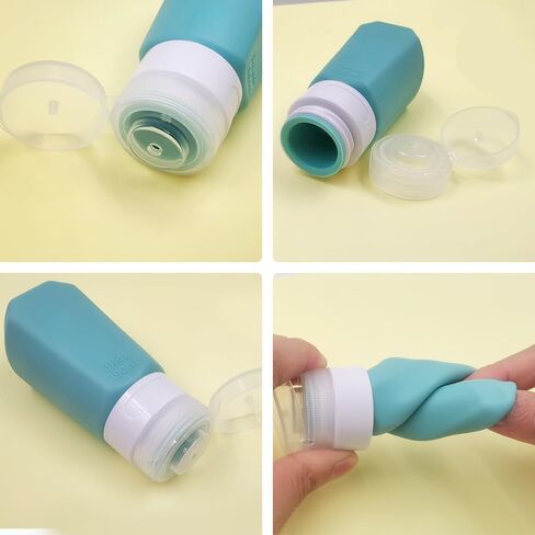 4 قطع من زجاجات تزيين السلطة، زجاجة صلصة من السيليكون للسفر سعة 60 مل/90 مل، زجاجة حاوية صلصة صغيرة مع فرشاة تنظيف in Kuwait
