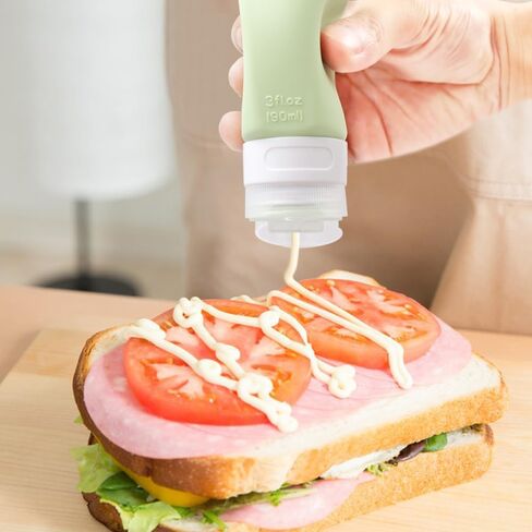 4 قطع من زجاجات تزيين السلطة، زجاجة صلصة من السيليكون للسفر سعة 60 مل/90 مل، زجاجة حاوية صلصة صغيرة مع فرشاة تنظيف in Kuwait