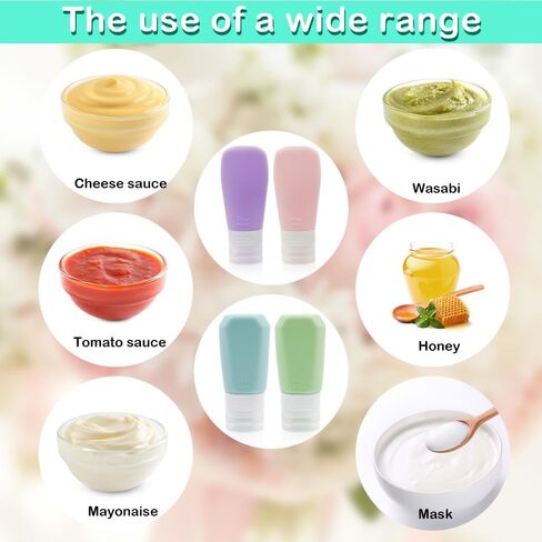 4 قطع من زجاجات تزيين السلطة، زجاجة صلصة من السيليكون للسفر سعة 60 مل/90 مل، زجاجة حاوية صلصة صغيرة مع فرشاة تنظيف in Kuwait