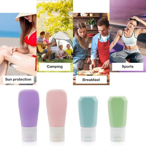 4 قطع من زجاجات تزيين السلطة، زجاجة صلصة من السيليكون للسفر سعة 60 مل/90 مل، زجاجة حاوية صلصة صغيرة مع فرشاة تنظيف in Kuwait