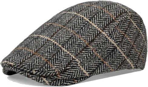 Plaid Flat Caps Hats for Men Herringbone Newsboy Golf Cap Beret Ivy Caps for Driving Hunting Fishing in Kuwait