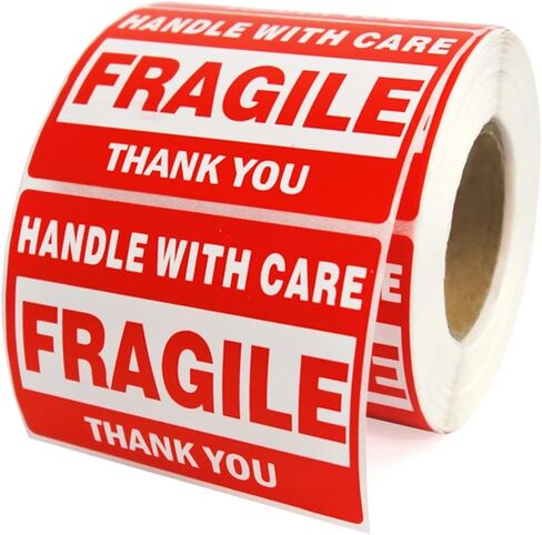 2" x 3" Fragile Stickers for Shipping, Handle with Care Fragile Stickers, Strong Adhesive Labels for Moving, Red Warning Packing Shipping Label Stickers [500 Labels/1 Roll] in Saudi Arabia