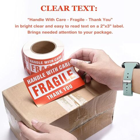 2" x 3" Fragile Stickers for Shipping, Handle with Care Fragile Stickers, Strong Adhesive Labels for Moving, Red Warning Packing Shipping Label Stickers [500 Labels/1 Roll] in Saudi Arabia