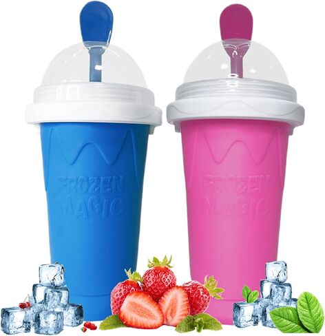 Slushie Maker Cup, Magic Quick Frozen Smoothies Cup Double Layer Squeeze Cup Homemade Milk Shake Ice Cream Maker Cooling Cup DIY for Family in Kuwait
