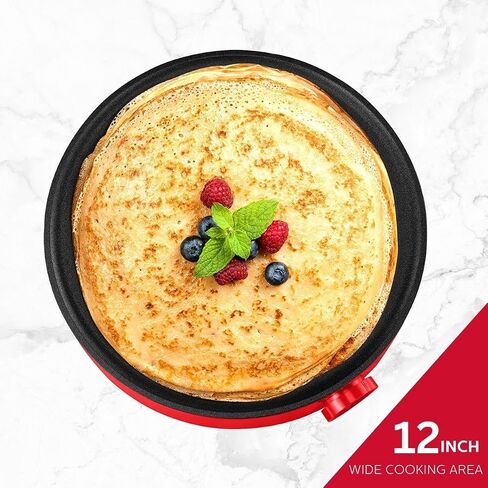 صانعة الكريب من هولشتاين هاوس ويرز مقاس 12 بوصة - تحكم في درجة الحرارة قابل للتعديل - صينية غير لاصقة للطهي المتنوع للكريب والبلينتز والفطائر والبيض ولحم الخنزير المقدد والمزيد - سهلة التنظيف - أضواء المؤشر in Saudi Arabia