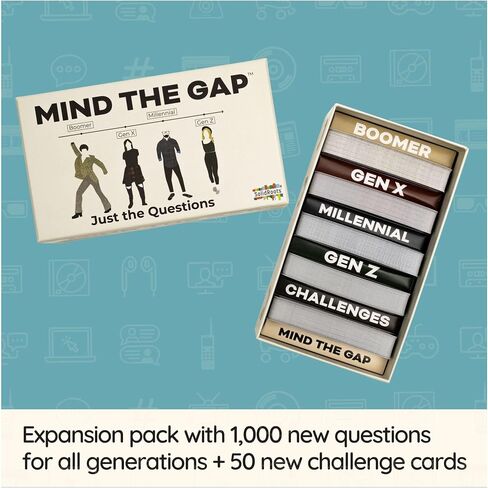 Mind The Gap Just The Questions, Expansion Pack with 1000 New Questions for All Generations + 50 New Challenge Cards in Saudi Arabia
