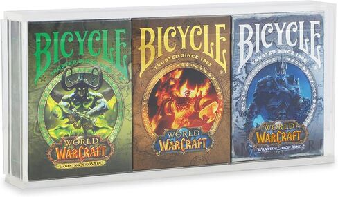 أوراق لعب الدراجة | World of Warcraft مع حقيبة لهواة التجميع من الأكريليك | مجموعة مكونة من 3 طوابق | كلاسيكي، ليتش كينغ والحملة الصليبية | مع علبة عرض أكريليك مكونة من 3 طبقات in Kuwait