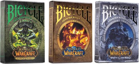 أوراق لعب الدراجة | World of Warcraft مع حقيبة لهواة التجميع من الأكريليك | مجموعة مكونة من 3 طوابق | كلاسيكي، ليتش كينغ والحملة الصليبية | مع علبة عرض أكريليك مكونة من 3 طبقات in Kuwait