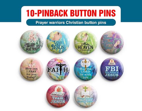NewEights Christian Faith Adventure Button Pins (1-Set X 10 Buttons) - Large 2.25" VBS Sunday School Easter Baptism Thanksgiving Christmas Rewards Encouragement Enticement Inspirational Gift in Saudi Arabia
