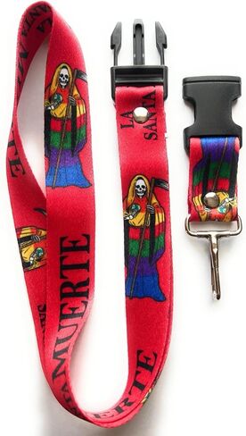 Santa Muerte Keychain Lanyard (Red) in Saudi Arabia