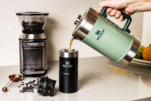 ماكينة تحضير القهوة الفرنسية من ستانلي بسعة 48oz مع عزل مزدوج للفراغ، ماكينة تحضير القهوة ذات الفم الواسع من الفولاذ المقاوم للصدأ، سعة كبيرة، مقبض مريح، آمنة للاستخدام في غسالة الأطباق in Kuwait