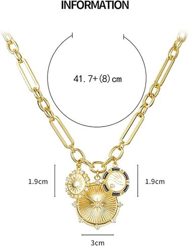 Hersin Chunky Gold Heart Necklace for Women Girls 18k Gold Minimalist Sun Heart Shaped Pendant Necklace Big Paperclip Chain Hip Hop Choker Heart Necklace Jewelry Gifts for Women Teen Girls in Saudi Arabia
