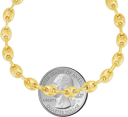 Savlano 925 Sterling Silver Puffed Mariner Link Chain Bracelet-18K Gold Plated Hollow Anchor Chain Bracelet for Women & Girls Comes with Gift Box- Made in Italy in Saudi Arabia