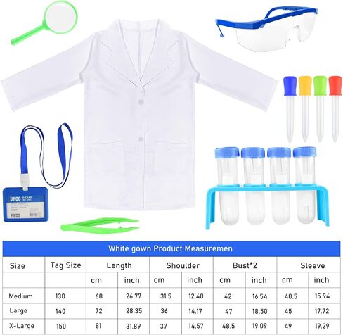PLULON 23 Pieces Kids Scientist Costume Lab Coat with Science Experiment Kit Dress Up Pretend Cosplay School Projects for Kids Boys Girls Halloween Party Costumes in Saudi Arabia