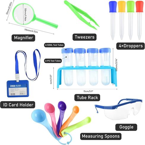 PLULON 23 Pieces Kids Scientist Costume Lab Coat with Science Experiment Kit Dress Up Pretend Cosplay School Projects for Kids Boys Girls Halloween Party Costumes in Saudi Arabia
