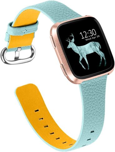 JOYOZY Genuine Leather Bands Compatible Fitbit Versa /Versa2 &New Fitbit Versa Lite Smartwatch,Fitbit Versa Wristband Replacement Accessories Fitness Straps Bands Women Men in Saudi Arabia