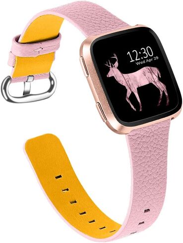 JOYOZY Genuine Leather Bands Compatible Fitbit Versa /Versa2 &New Fitbit Versa Lite Smartwatch,Fitbit Versa Wristband Replacement Accessories Fitness Straps Bands Women Men in Saudi Arabia