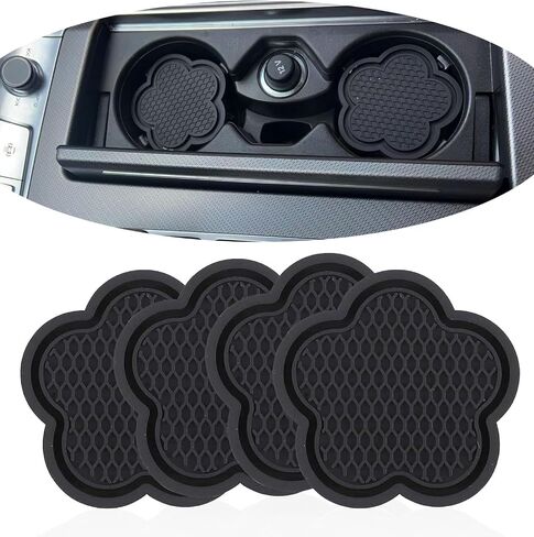 Car Cup Coaster, 4PCS Universal Non-Slip Cup Holders Embedded in Ornaments Coaster, Car Interior Accessories, Black in Saudi Arabia