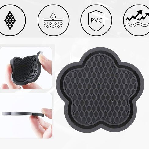 Car Cup Coaster, 4PCS Universal Non-Slip Cup Holders Embedded in Ornaments Coaster, Car Interior Accessories, Black in Saudi Arabia