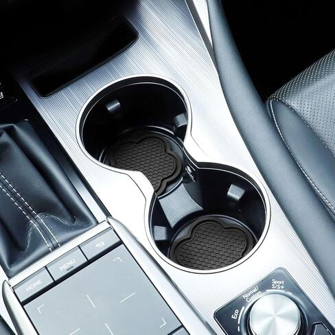 Car Cup Coaster, 4PCS Universal Non-Slip Cup Holders Embedded in Ornaments Coaster, Car Interior Accessories, Black in Saudi Arabia