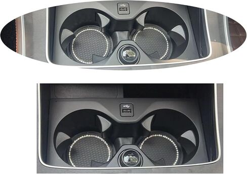 Car Cup Coaster, 4PCS Universal Non-Slip Cup Holders Embedded in Ornaments Coaster, Car Interior Accessories, Black in Saudi Arabia